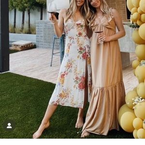 Reformation Juliette Floral-Print Midi Dress Spaghetti Tie Strap